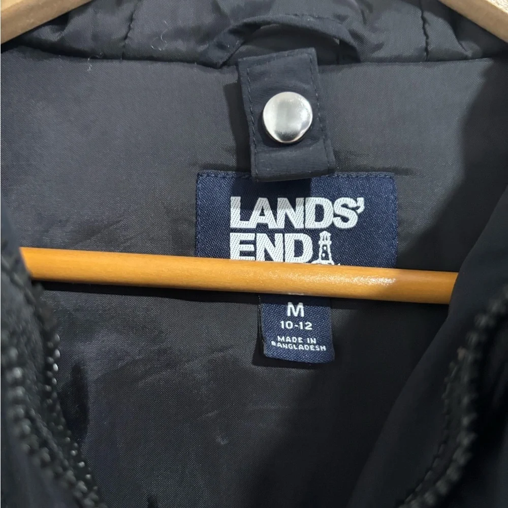 Lands’ End Kids Black Insulated Winter Parka Coat | Hooded | Size M 10–12 - Picture 2 of 13